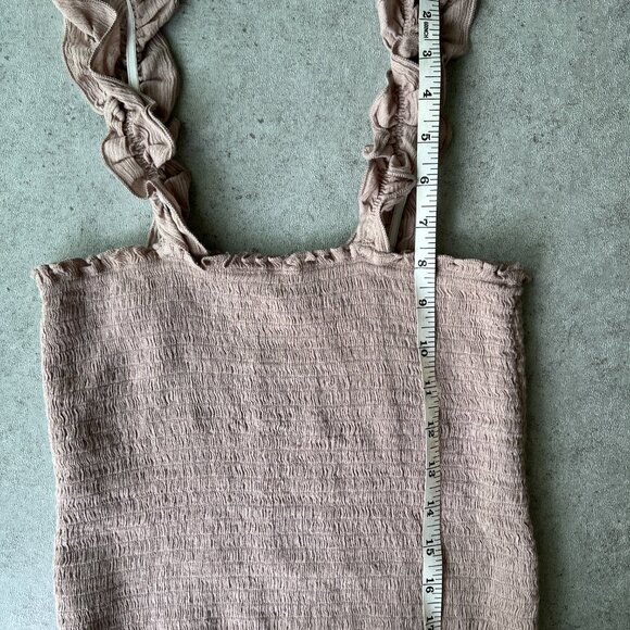 Aerie Jungle Thrills Smocked Tank Top XS Stretch Crop Ruffle Elastic Straps‎ - Picture 6 of 6